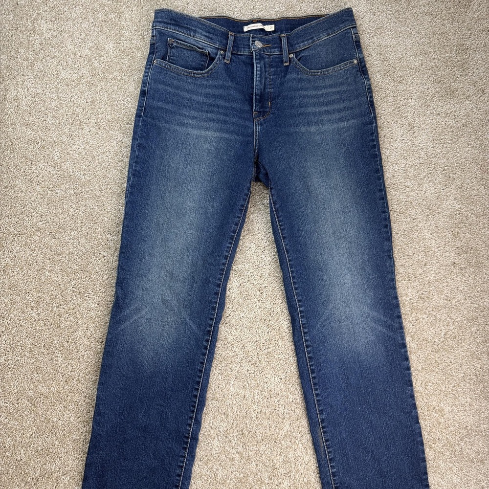 Levi's 314 Shaping Straight Jeans Womens 31 Medium Wash Blue Stretch Denim